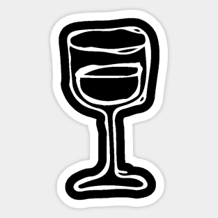 Wine Glass Doodle White Sticker